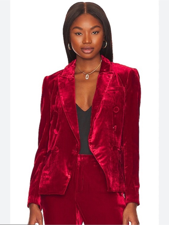 L'AGENCE Jackets & Blazers - L'Agence Kenzie Red Velvet Blazer
